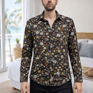 H&M Slim Fit Floral Button Down Shirt Small – Rare Discontinued Print